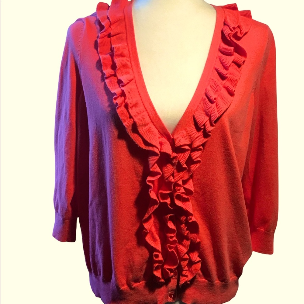 Talbots Cardigan Sz LP Button Up‎ 3/4 Sleeve Deep V-Neck Prima Cotton